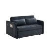 55.5" Twins Pull Out Sofa Bed Black Velvet