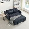 55.5" Twins Pull Out Sofa Bed Black Velvet