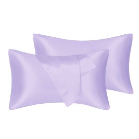 75D Satin Artificial Silk Pillowcase (Option: Purple-Standard 20X26in-1Pairs)